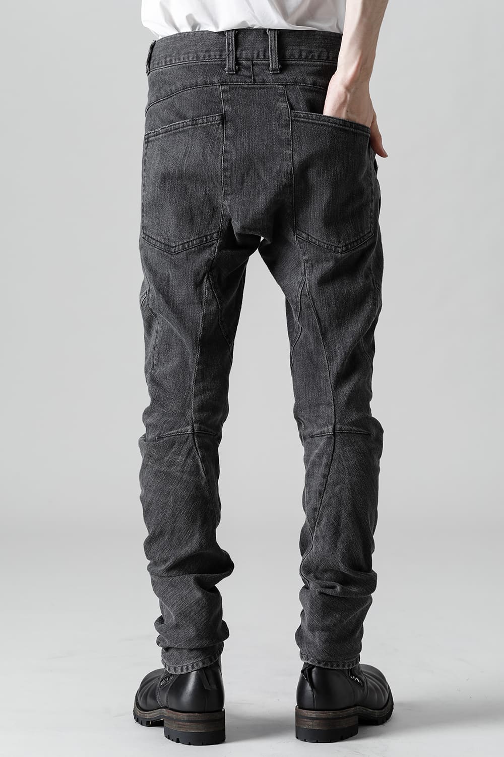 Indigo Denim Over-Dye Twisted Slim Pants Bleach Black
