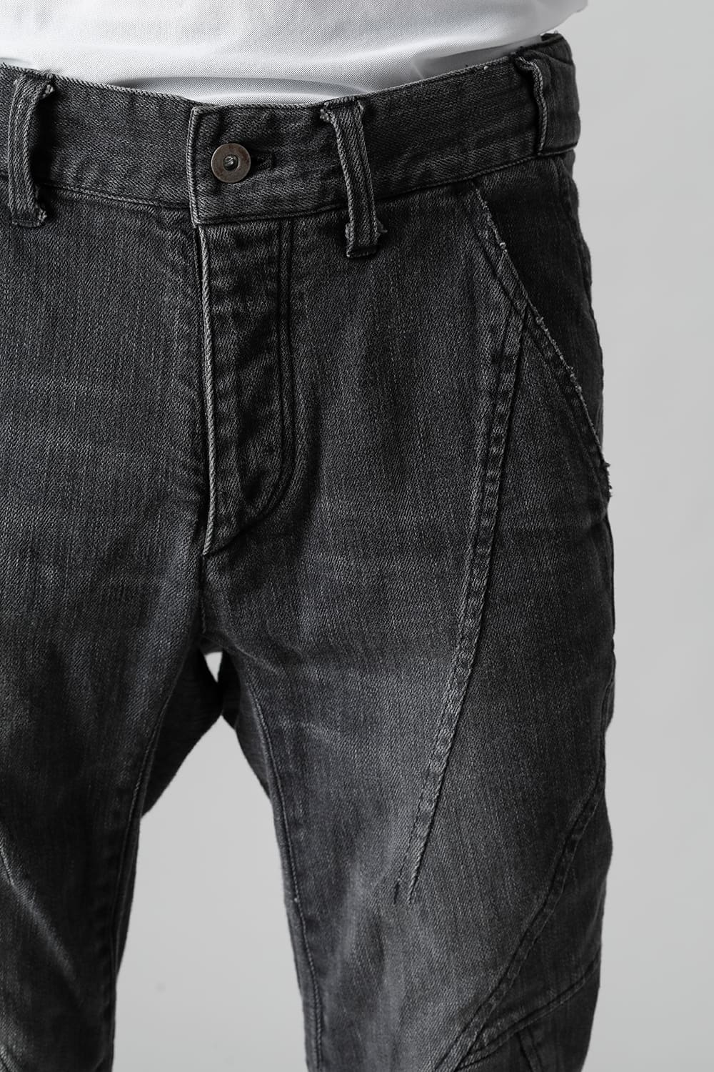 Indigo Denim Over-Dye Twisted Slim Pants Bleach Black