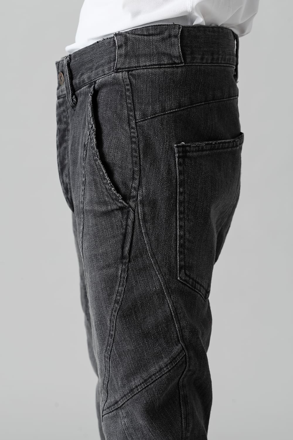 Indigo Denim Over-Dye Twisted Slim Pants Bleach Black