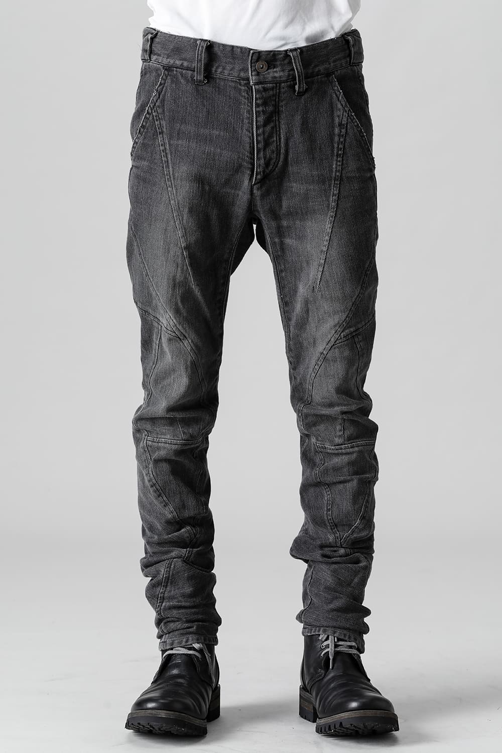 Indigo Denim Over-Dye Twisted Slim Pants Bleach Black