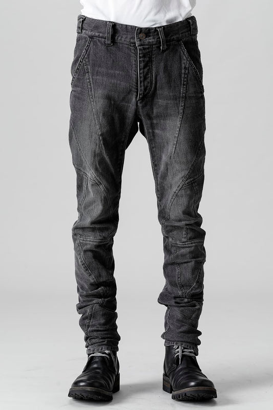 Indigo Denim Over-Dye Twisted Slim Pants Bleach Black