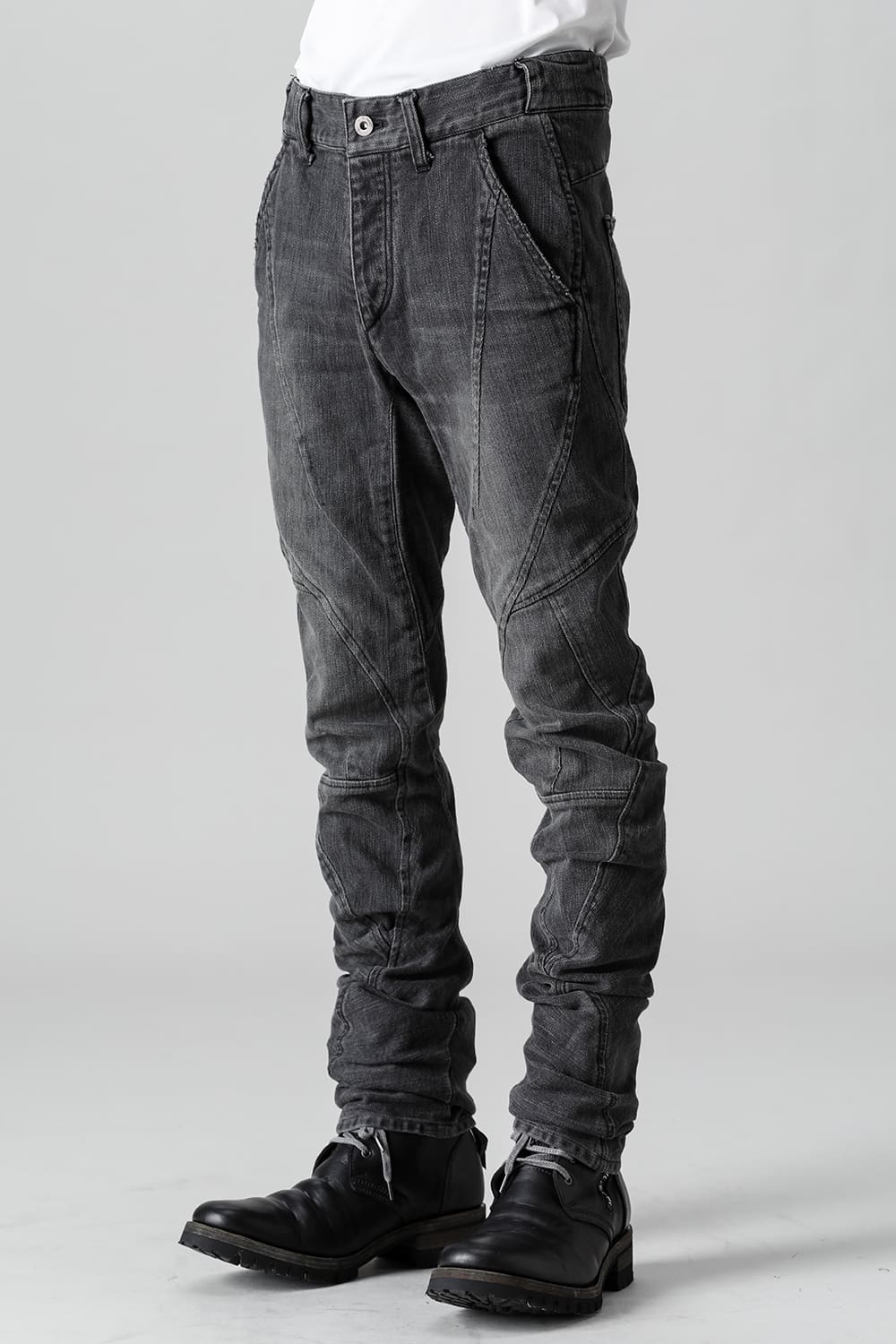 Indigo Denim Over-Dye Twisted Slim Pants Bleach Black