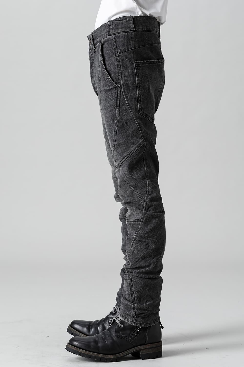 Indigo Denim Over-Dye Twisted Slim Pants Bleach Black