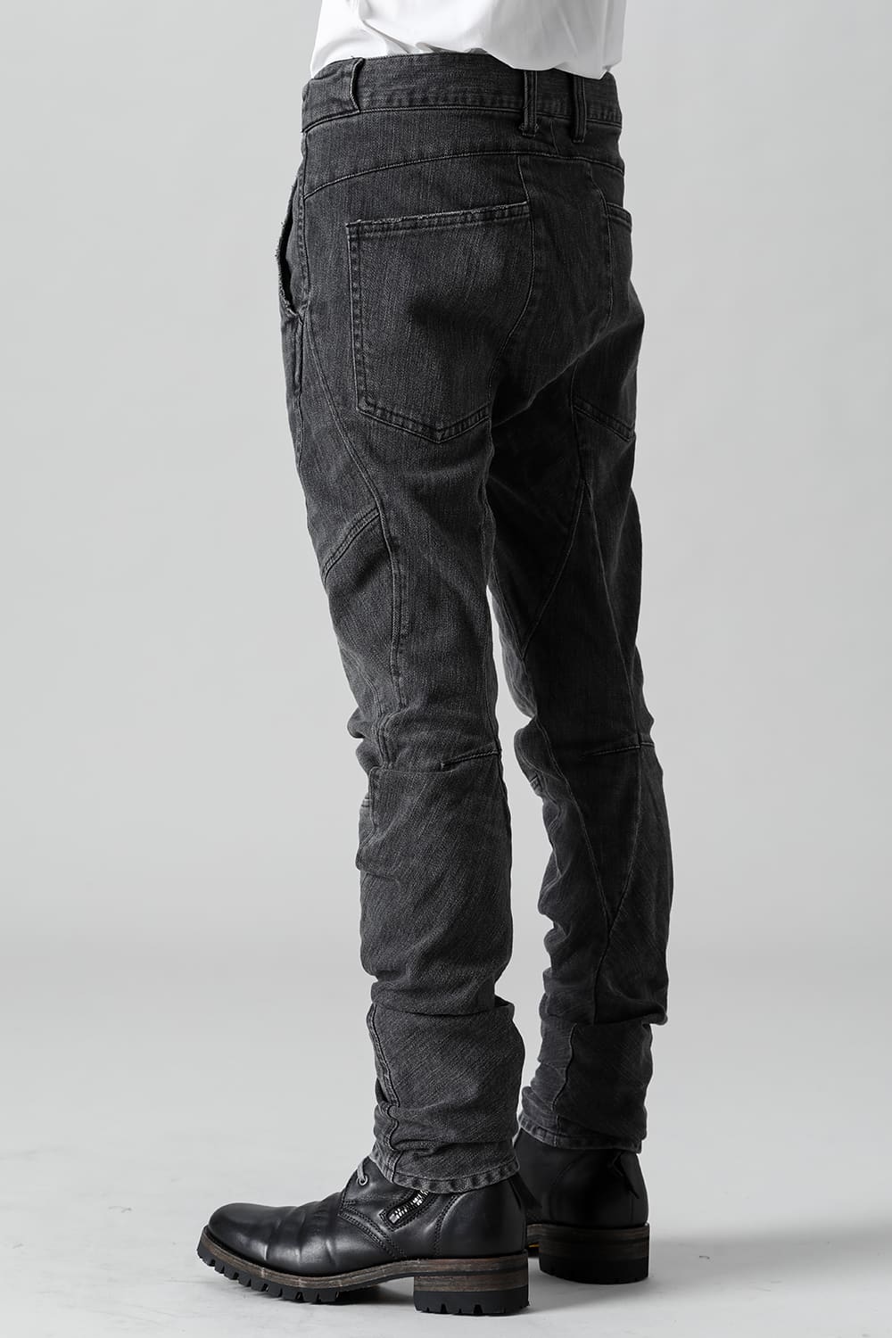 Indigo Denim Over-Dye Twisted Slim Pants Bleach Black