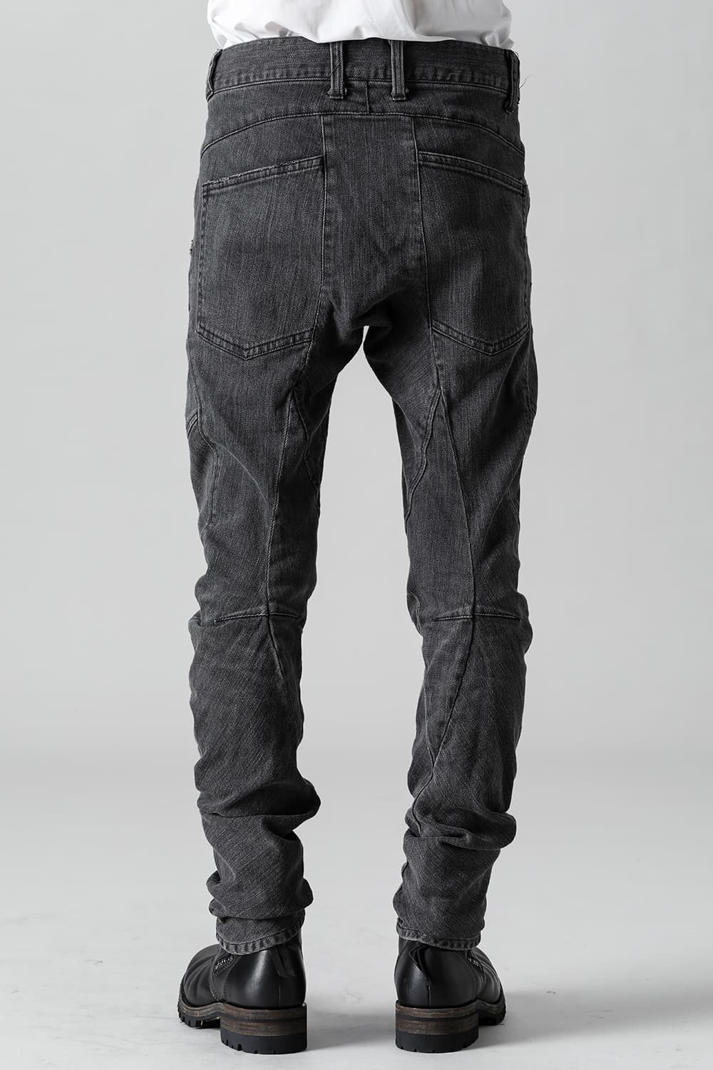Indigo Denim Over-Dye Twisted Slim Pants Bleach Black