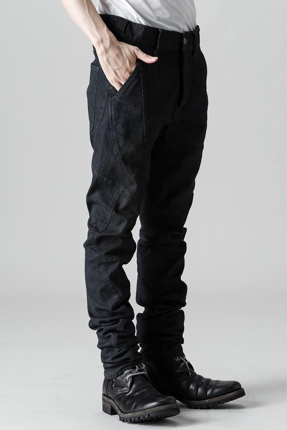 Indigo Denim Over-Dye Twisted Slim Pants Indigo Black