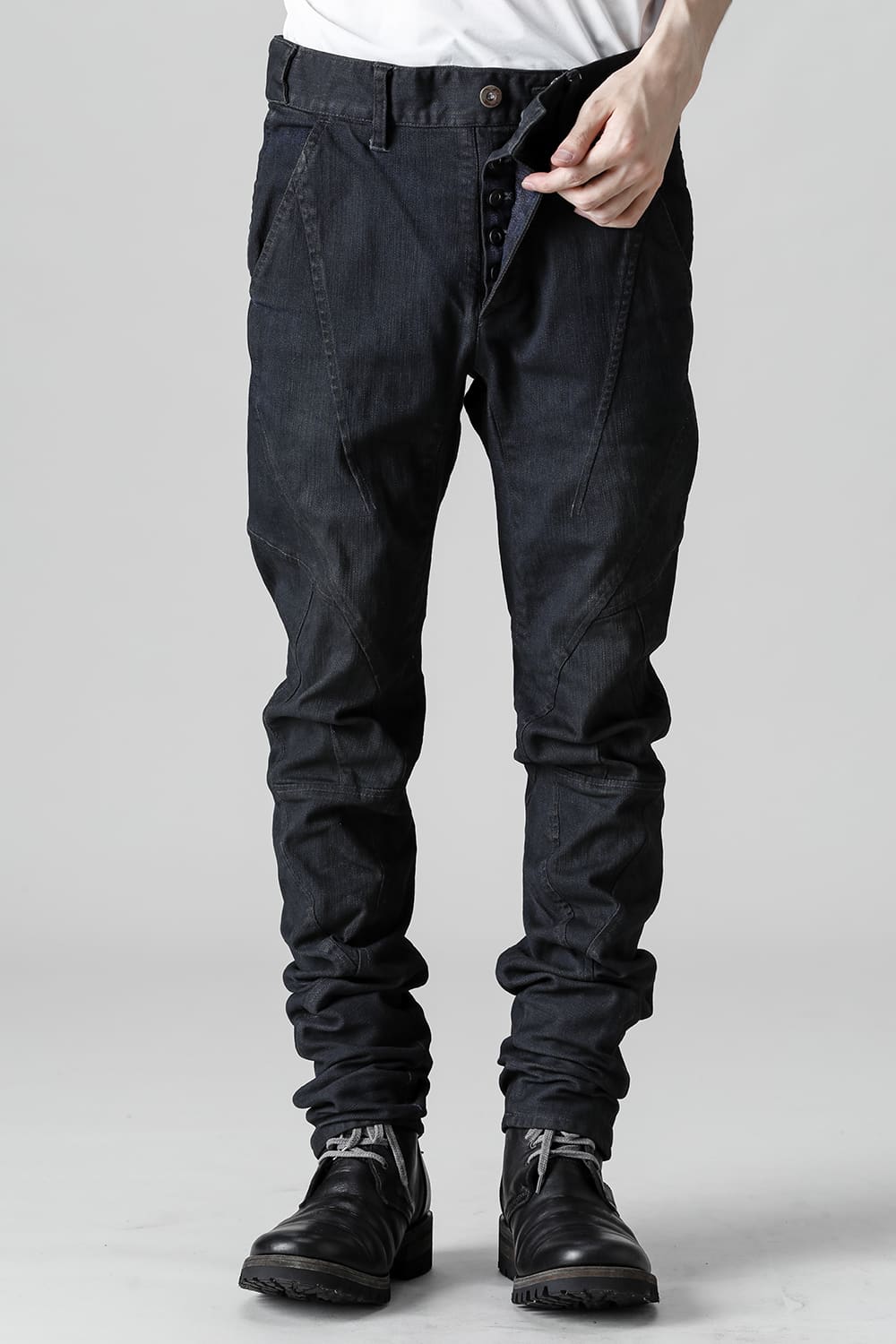 Indigo Denim Over-Dye Twisted Slim Pants Indigo Black