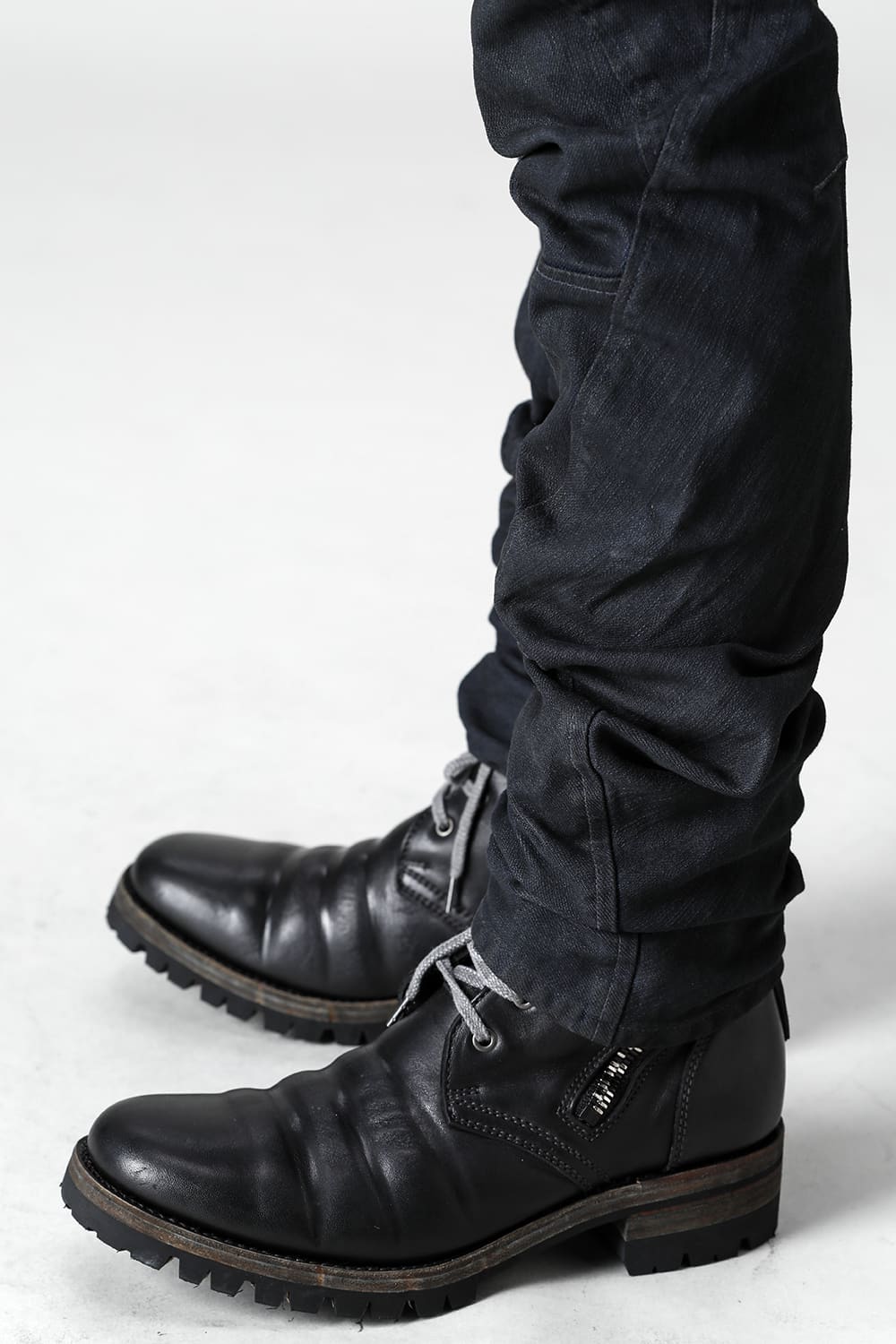 Indigo Denim Over-Dye Twisted Slim Pants Indigo Black