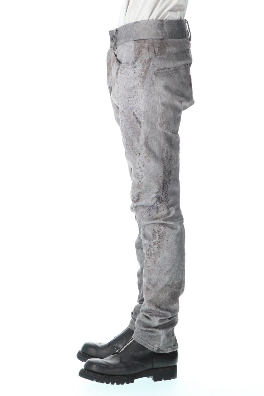 Over Cold Dye Print 3D Curved Slim Pants