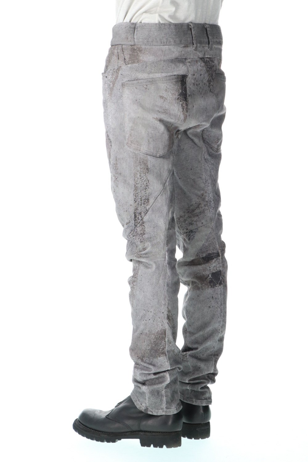 Over Cold Dye Print 3D Curved Slim Pants