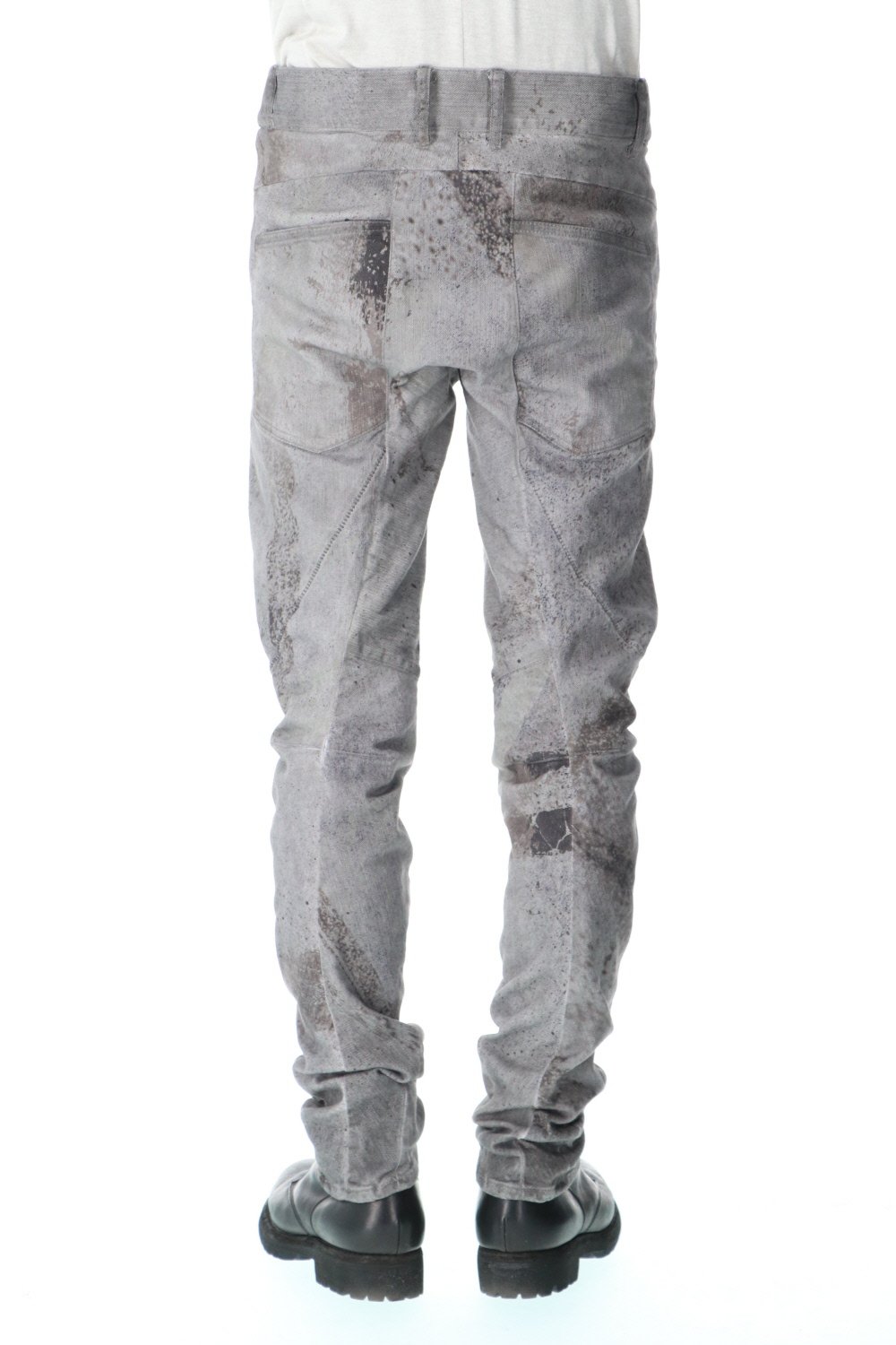 Over Cold Dye Print 3D Curved Slim Pants