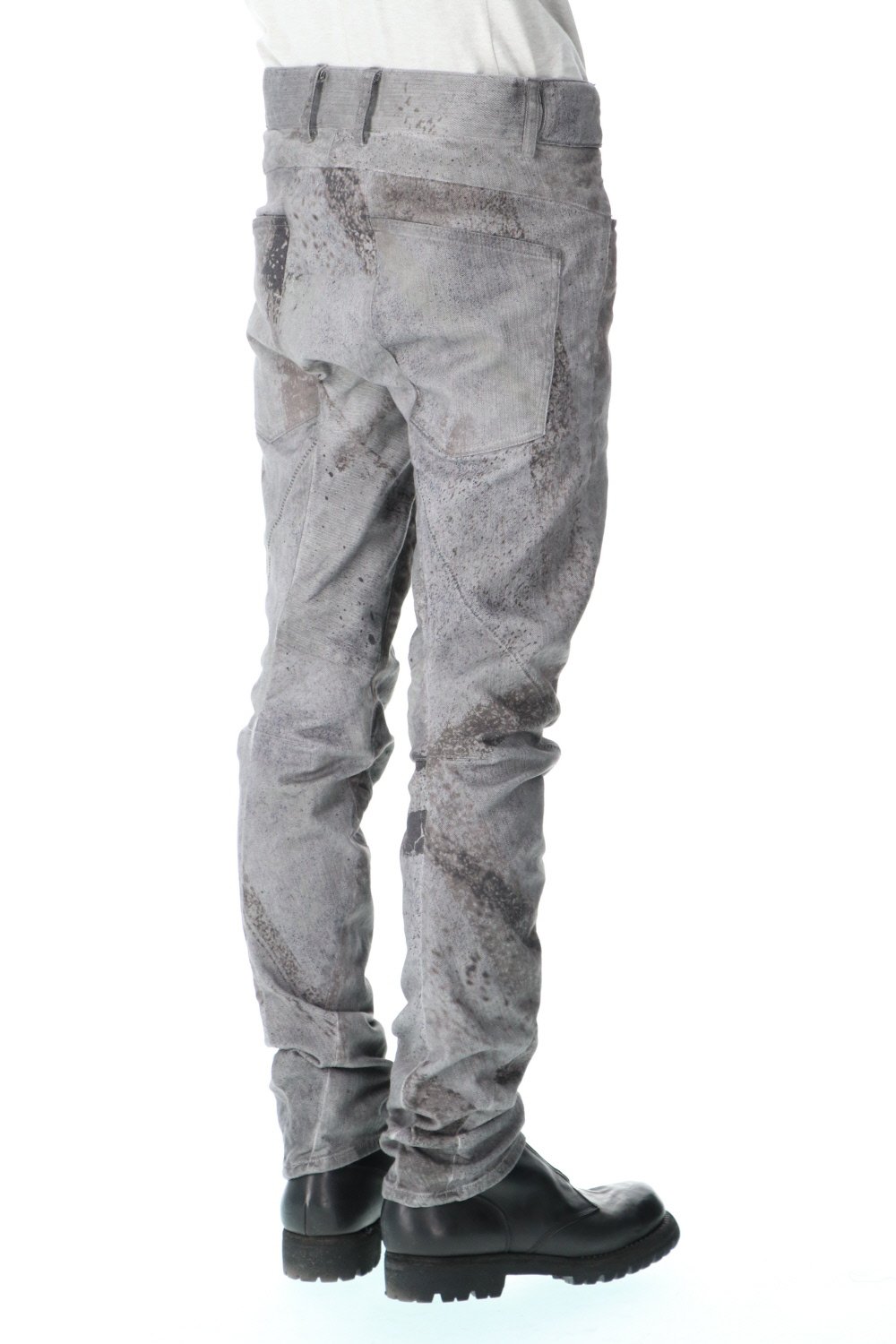 Over Cold Dye Print 3D Curved Slim Pants