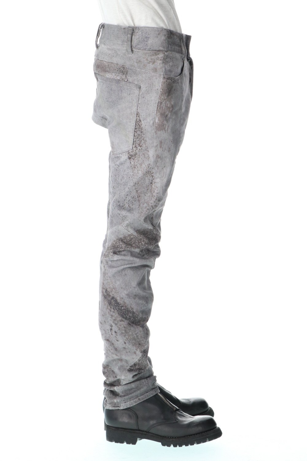 Over Cold Dye Print 3D Curved Slim Pants