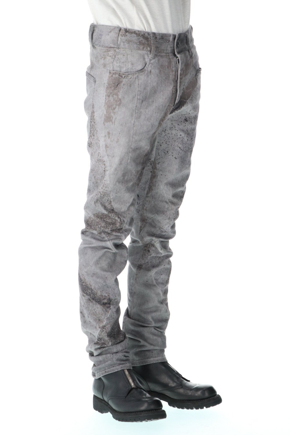 Over Cold Dye Print 3D Curved Slim Pants