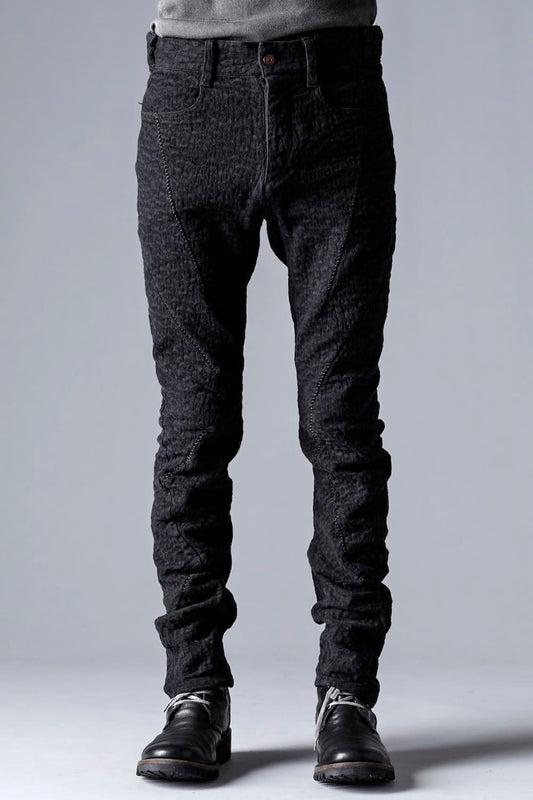 Scab Jagged Stretch Cotton Denim Overlock Twisted Curved Slim Pants