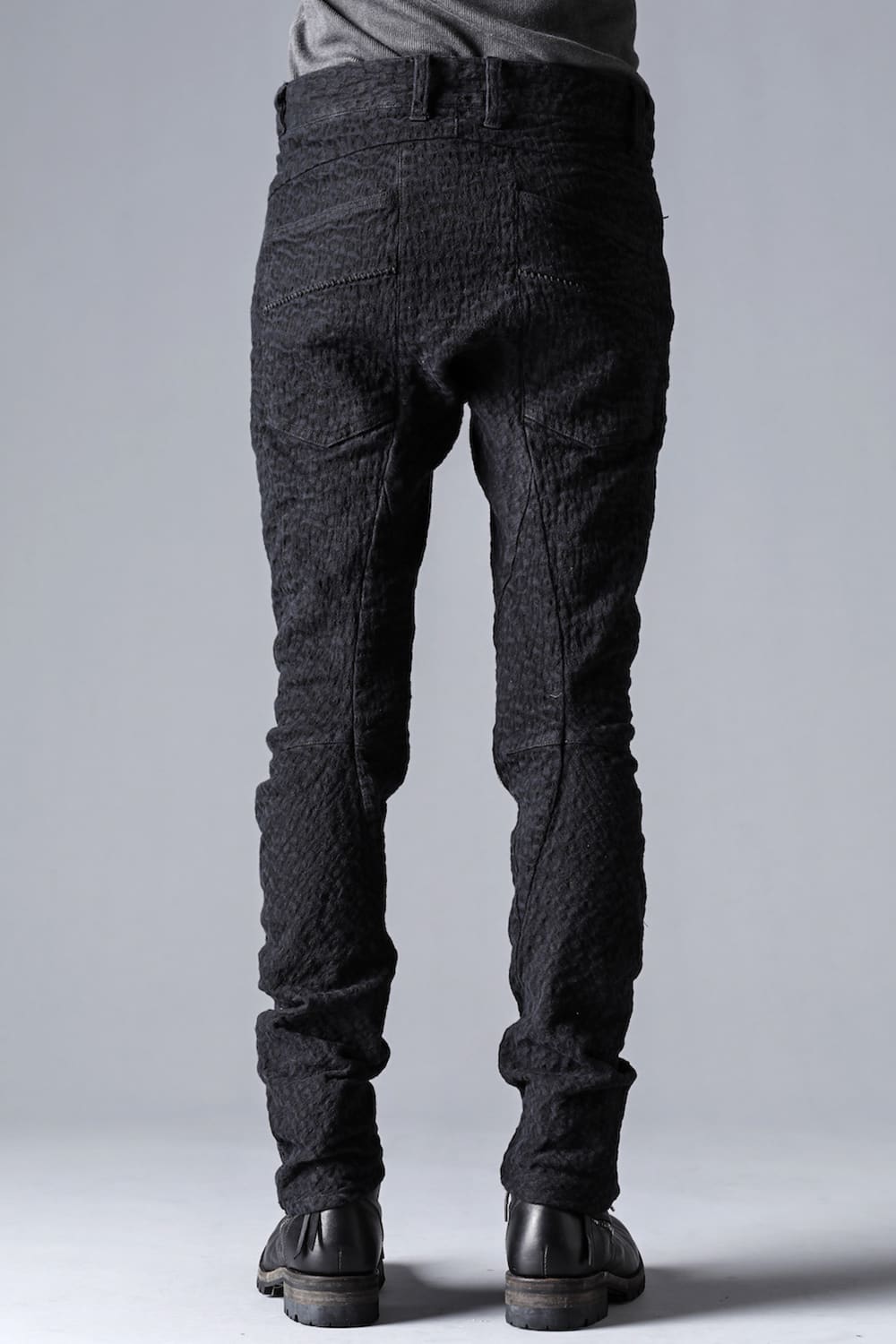 Scab Jagged Stretch Cotton Denim Overlock Twisted Curved Slim Pants