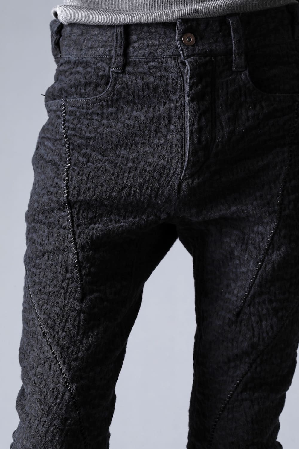 Scab Jagged Stretch Cotton Denim Overlock Twisted Curved Slim Pants