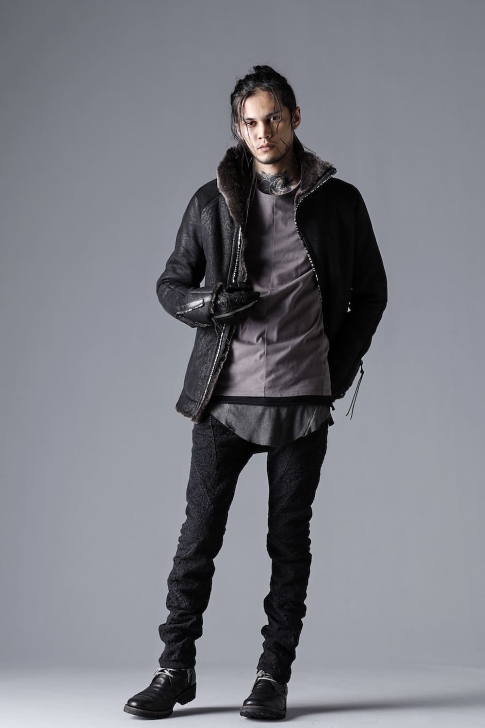 Scab Jagged Stretch Cotton Denim Overlock Twisted Curved Slim Pants