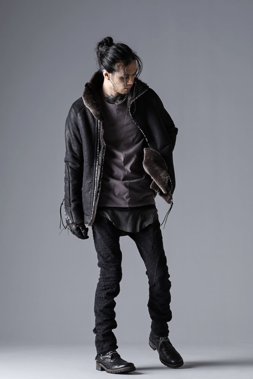 Scab Jagged Stretch Cotton Denim Overlock Twisted Curved Slim Pants