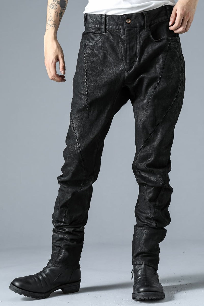 Product Coating Super Stretch Cotton Denim Overlock Twist Curved Slim Pants