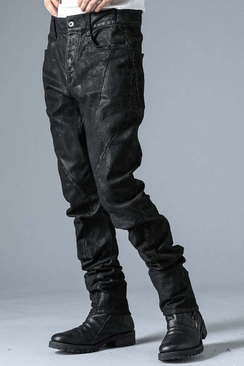 Product Coating Super Stretch Cotton Denim Overlock Twist Curved Slim Pants