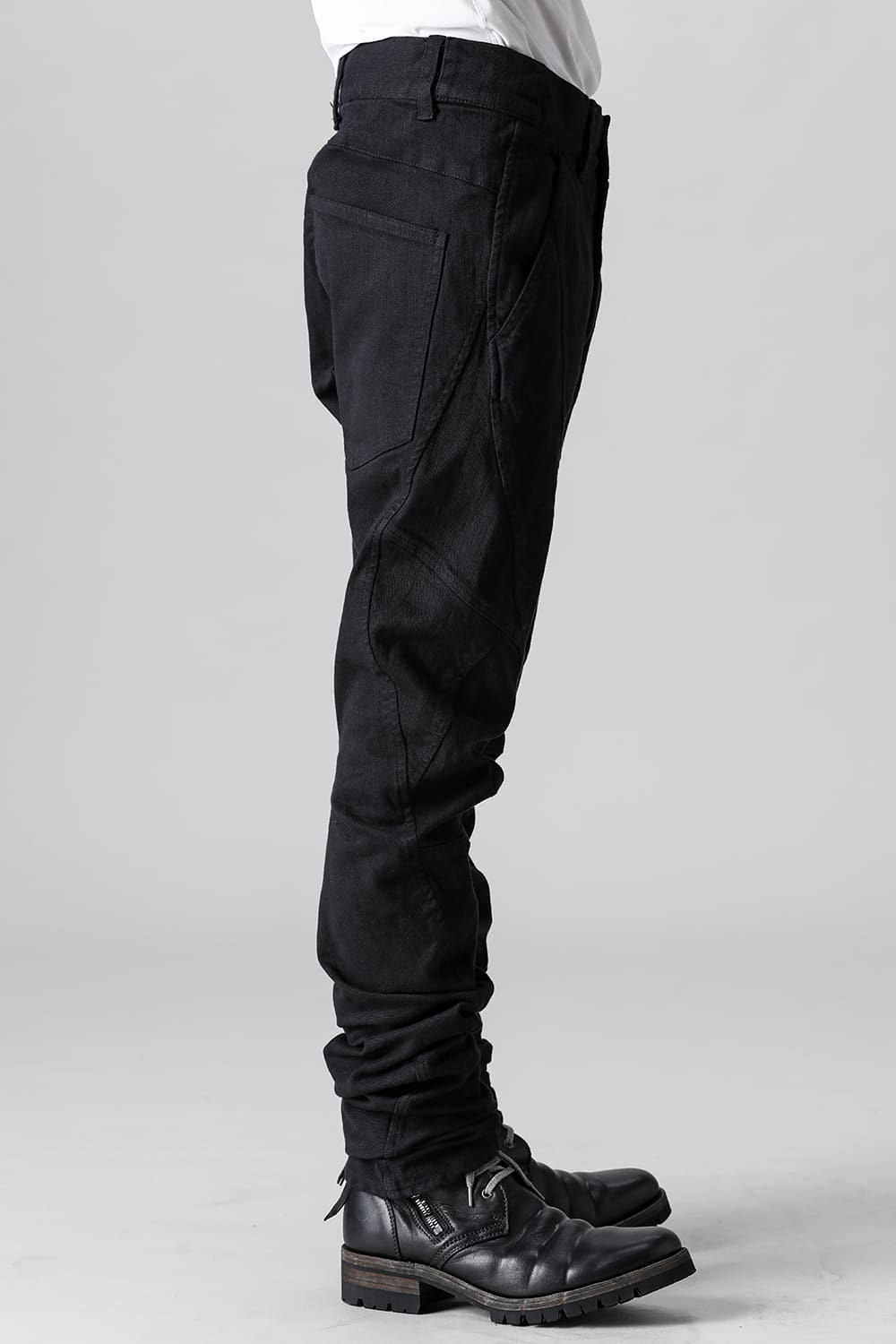 Solid Black Twisted Slim Pants