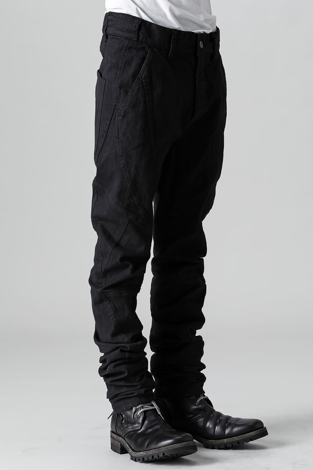 Solid Black Twisted Slim Pants