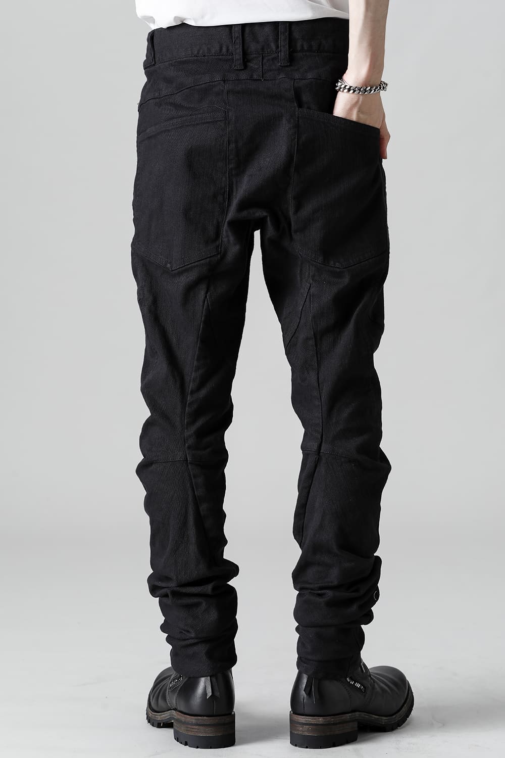 Solid Black Twisted Slim Pants