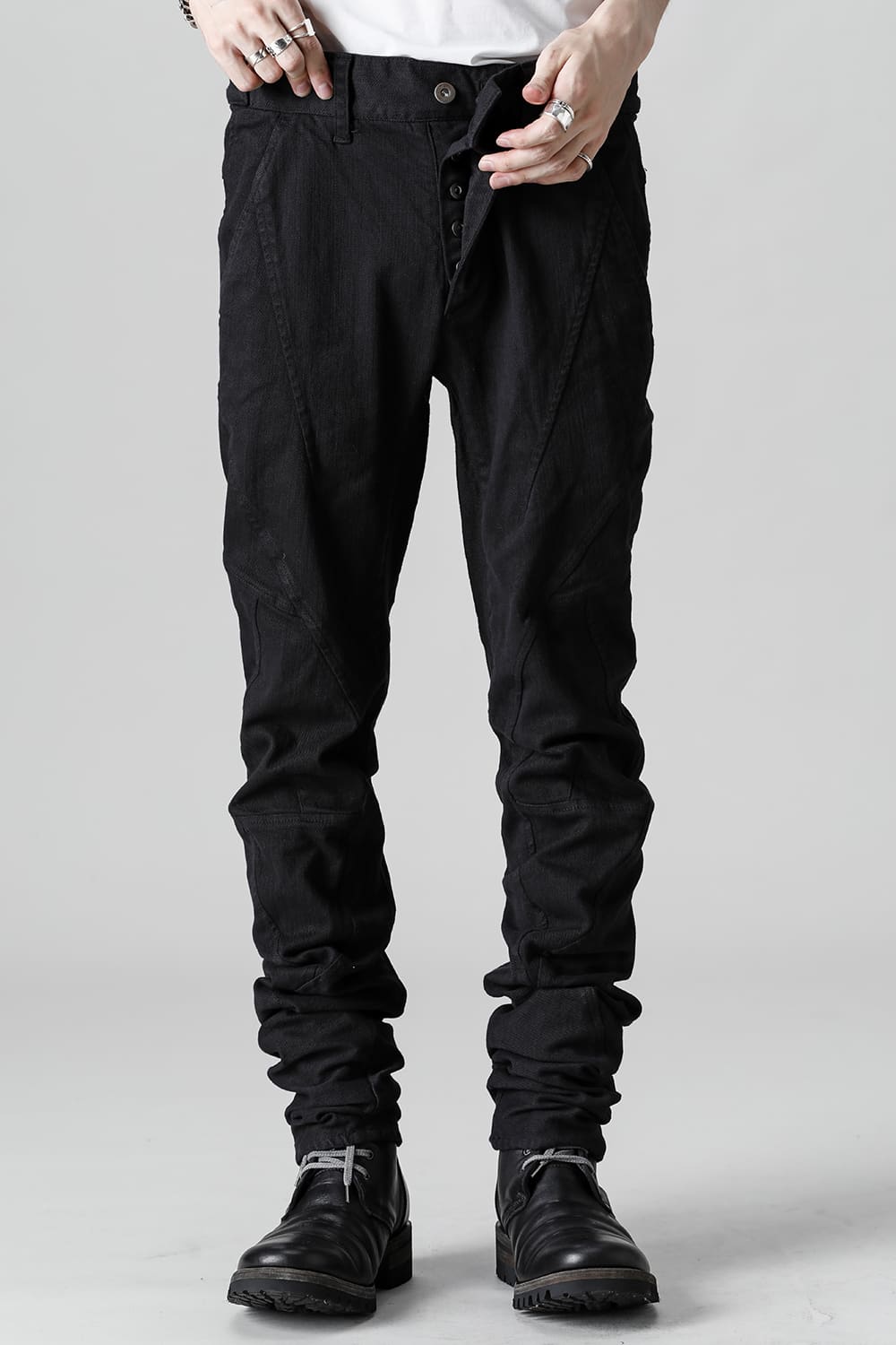 Solid Black Twisted Slim Pants