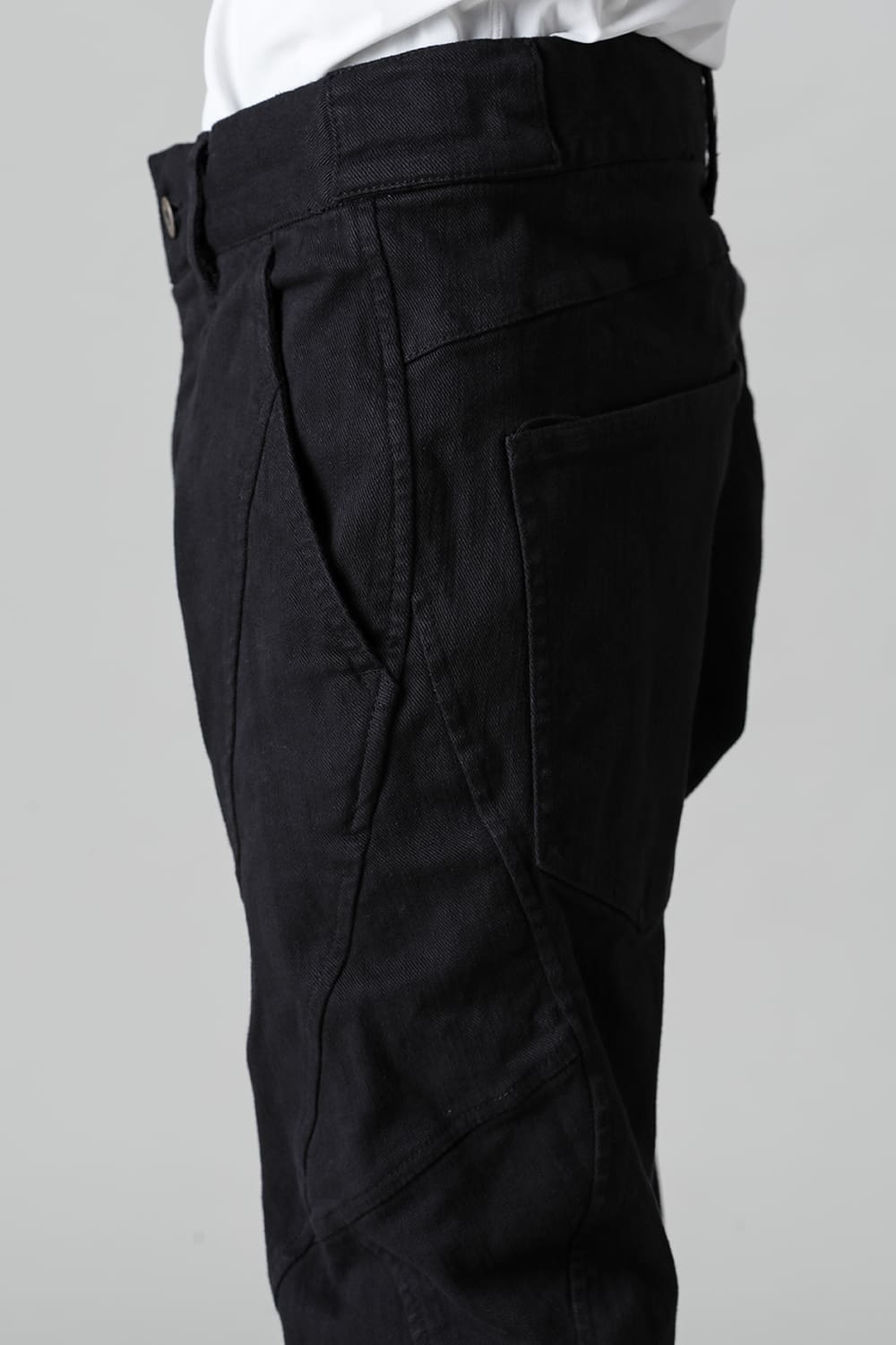 Solid Black Twisted Slim Pants