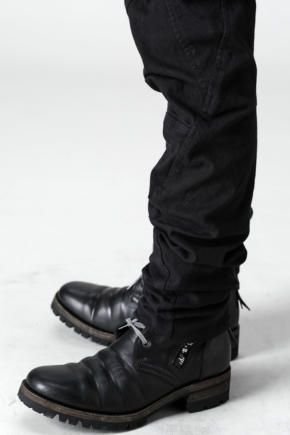 Solid Black Twisted Slim Pants