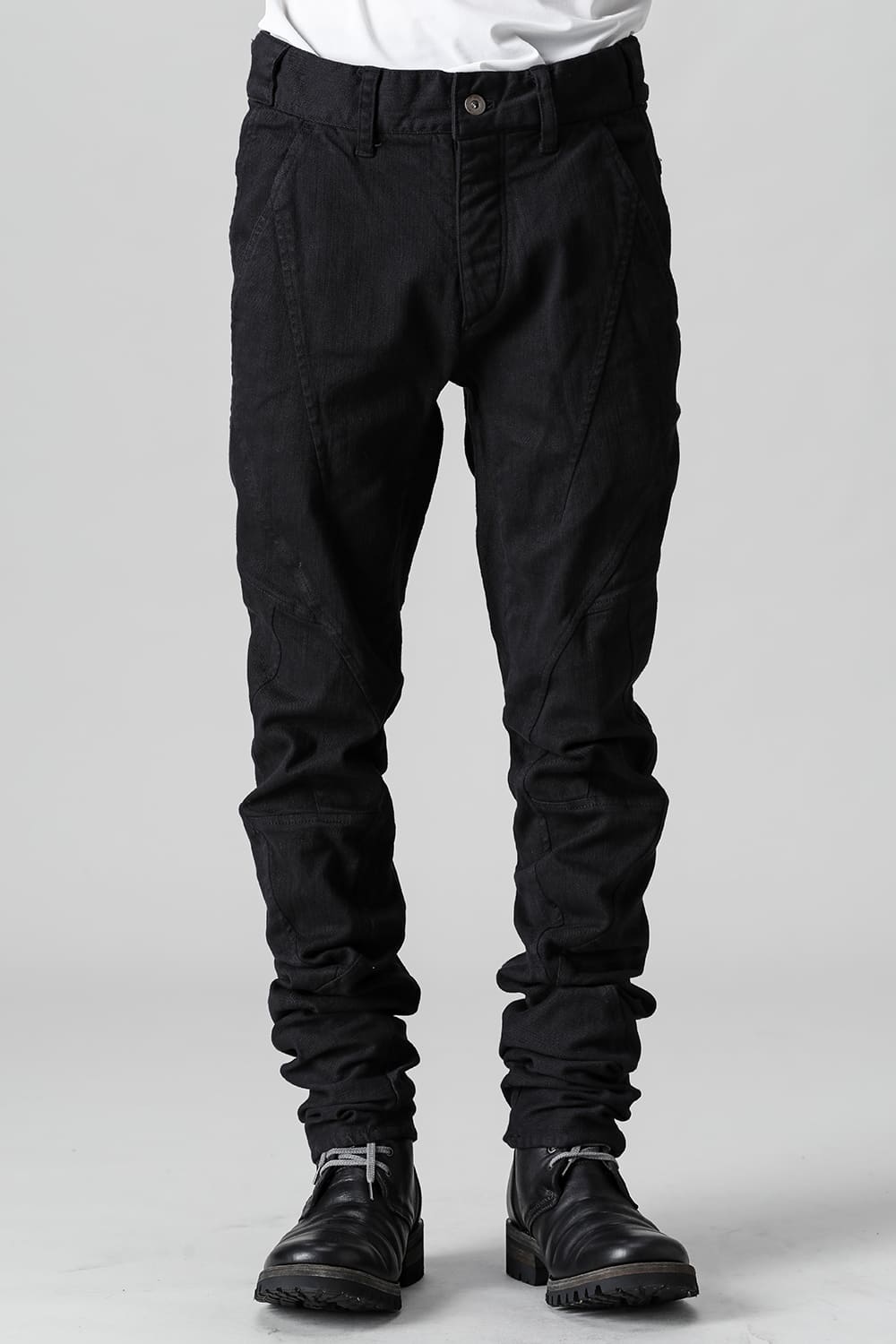 Solid Black Twisted Slim Pants