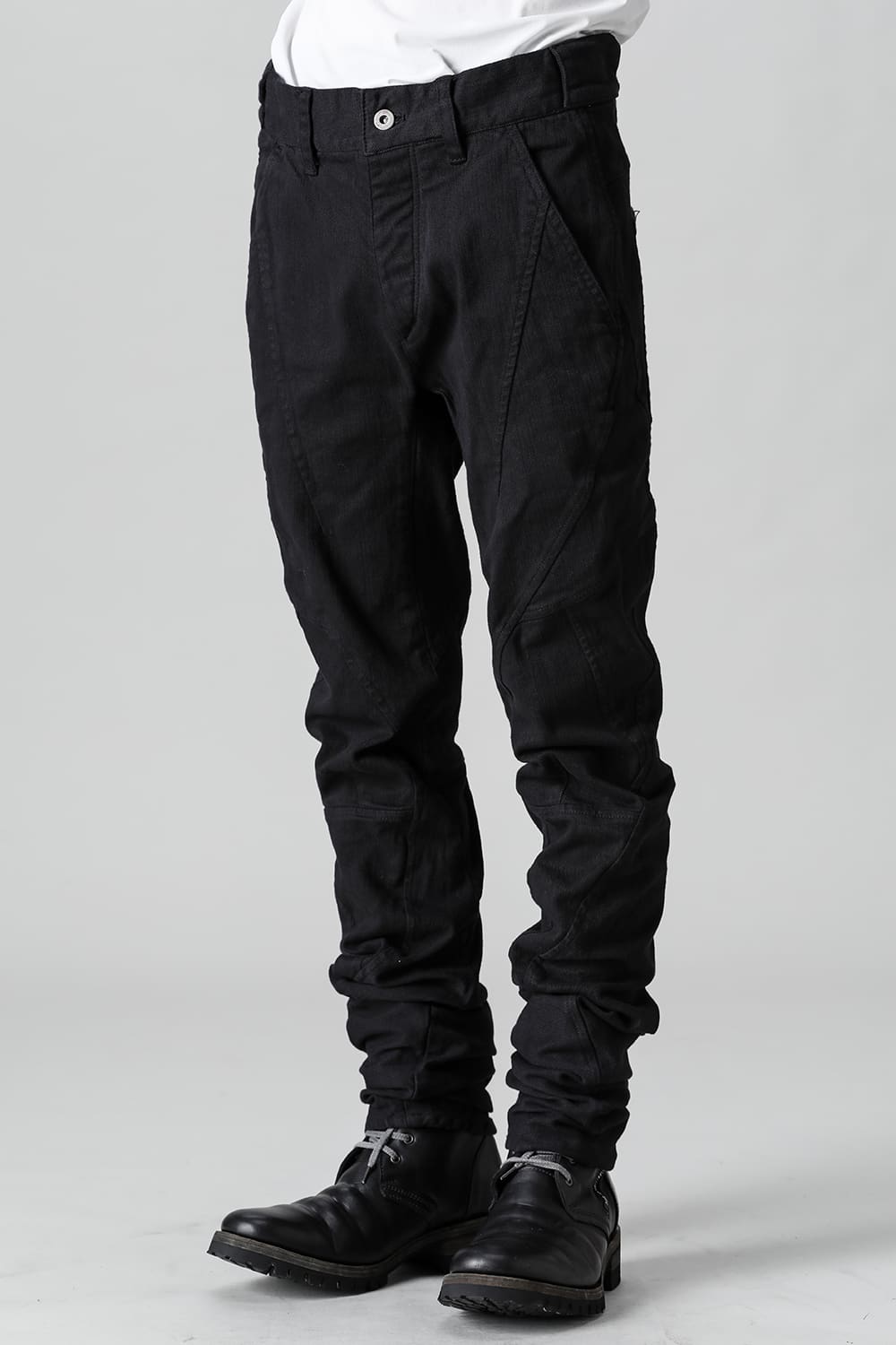 Solid Black Twisted Slim Pants