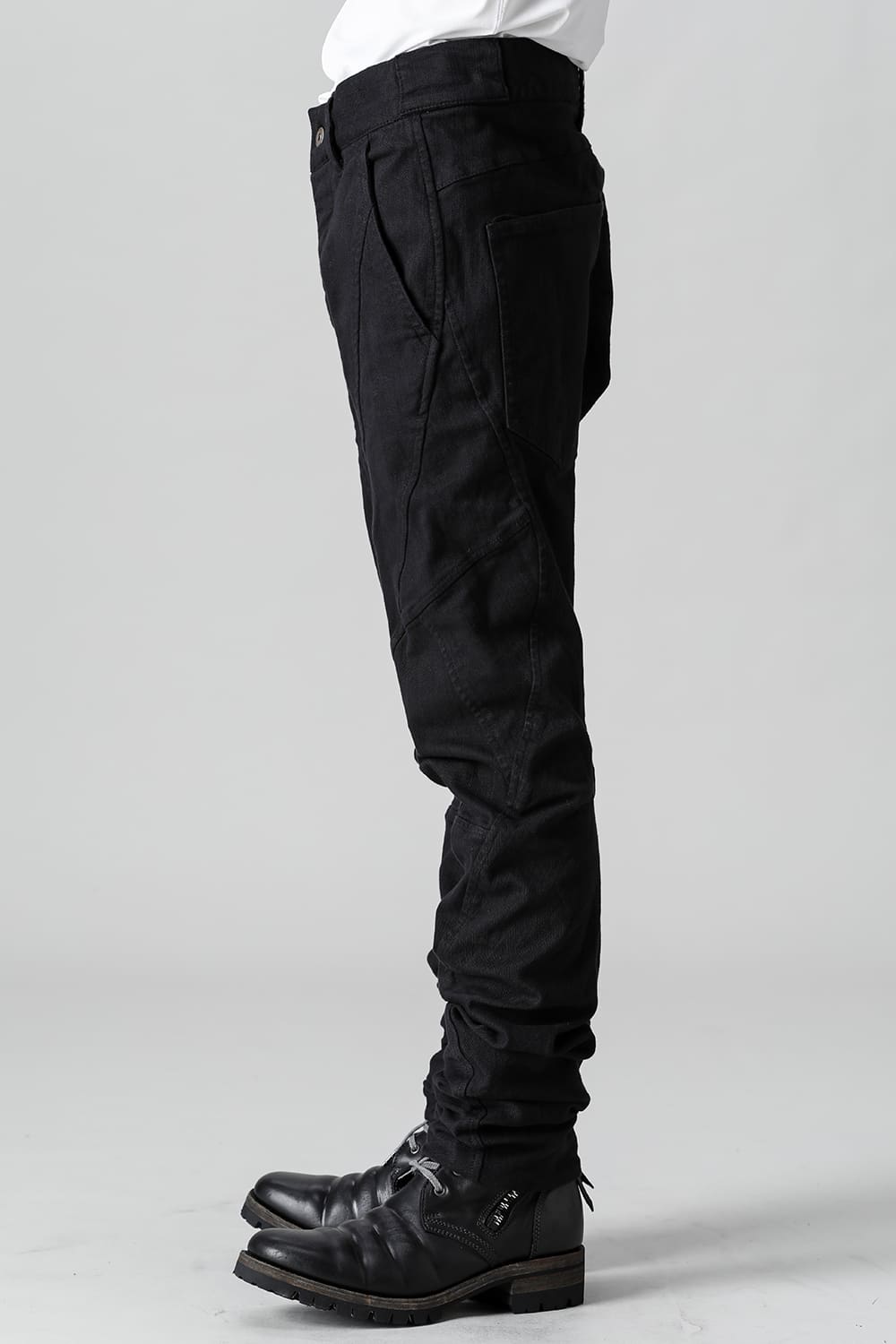 Solid Black Twisted Slim Pants