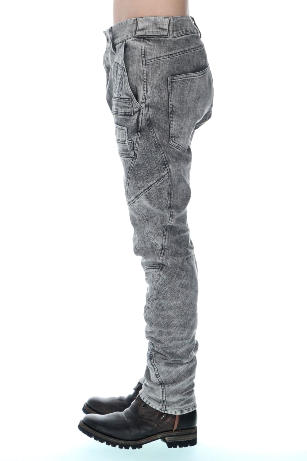 Bleach Stretch Cotton Denim Twisted Curve Slim Pants