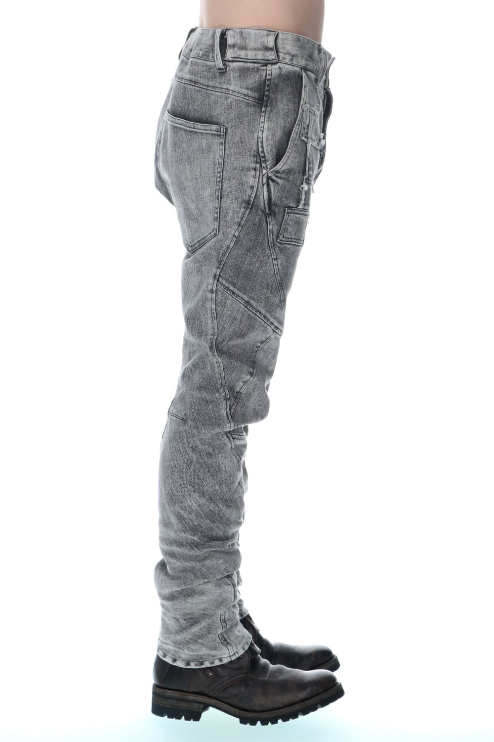 Bleach Stretch Cotton Denim Twisted Curve Slim Pants