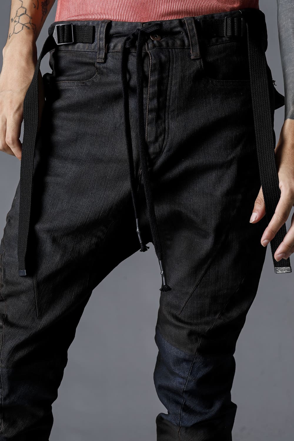 Muddy Stretch Denim Drop Crotch Jog Trousers
