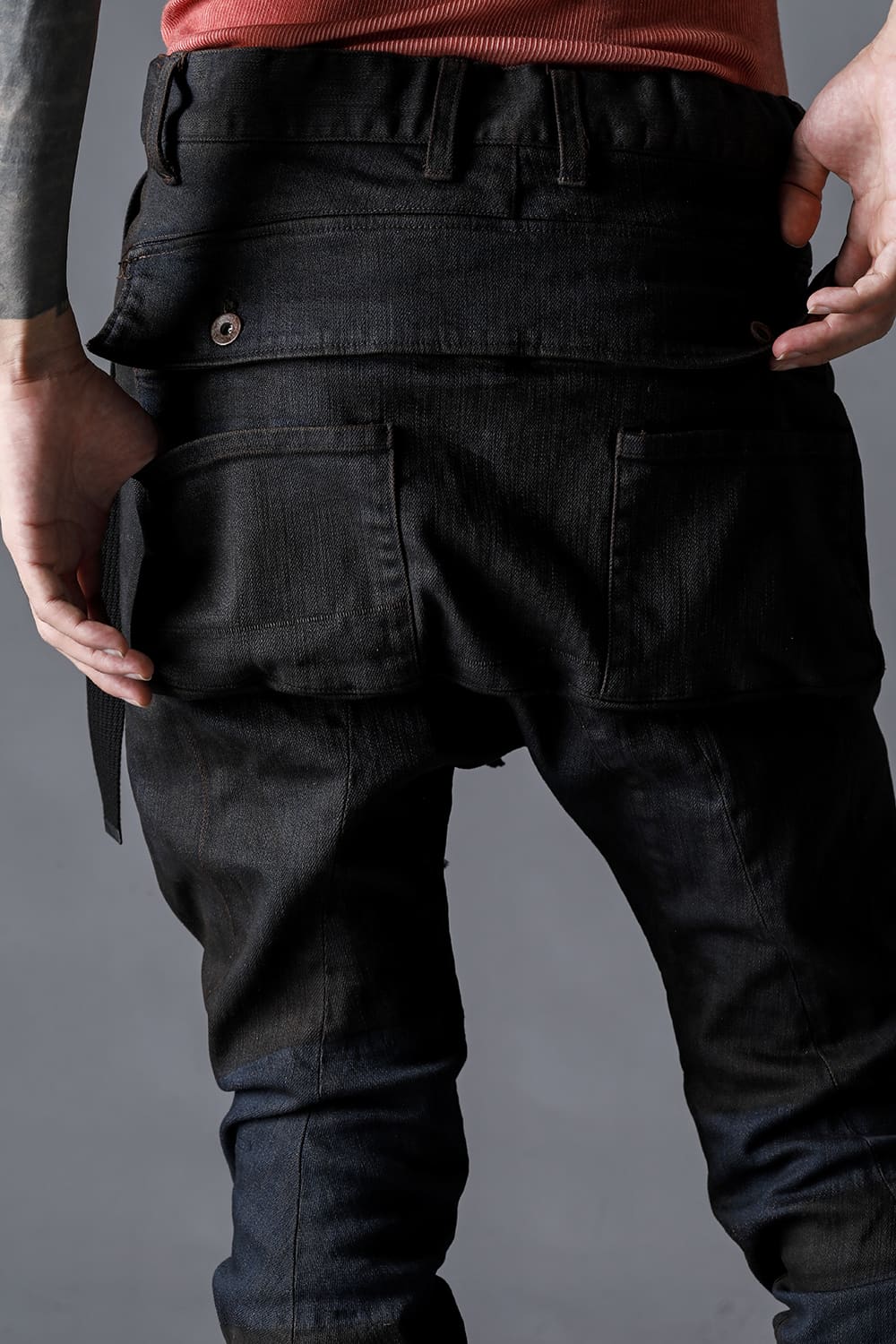 Muddy Stretch Denim Drop Crotch Jog Trousers