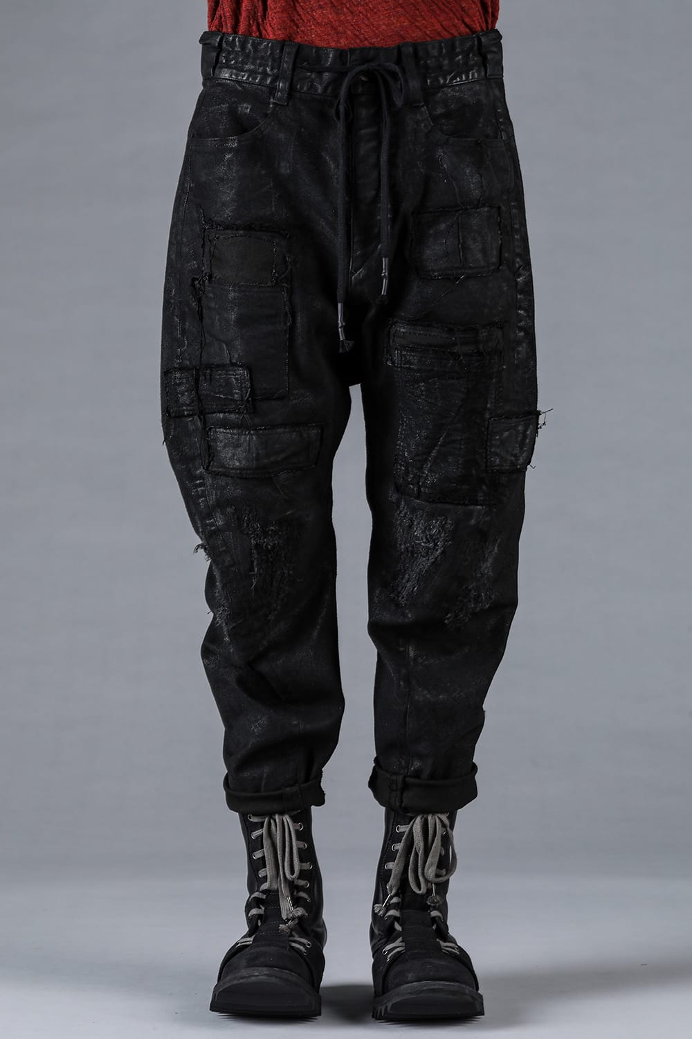 Product Coated Stretch Denim Damage Repair Cropped Pants