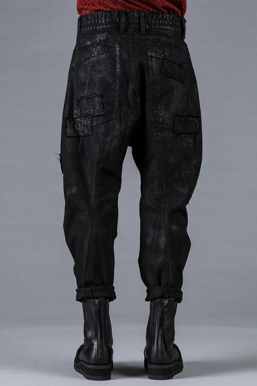 Product Coated Stretch Denim Damage Repair Cropped Pants