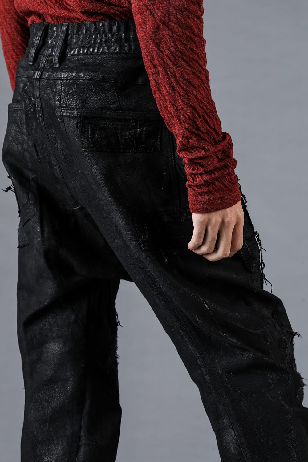Product Coated Stretch Denim Damage Repair Cropped Pants