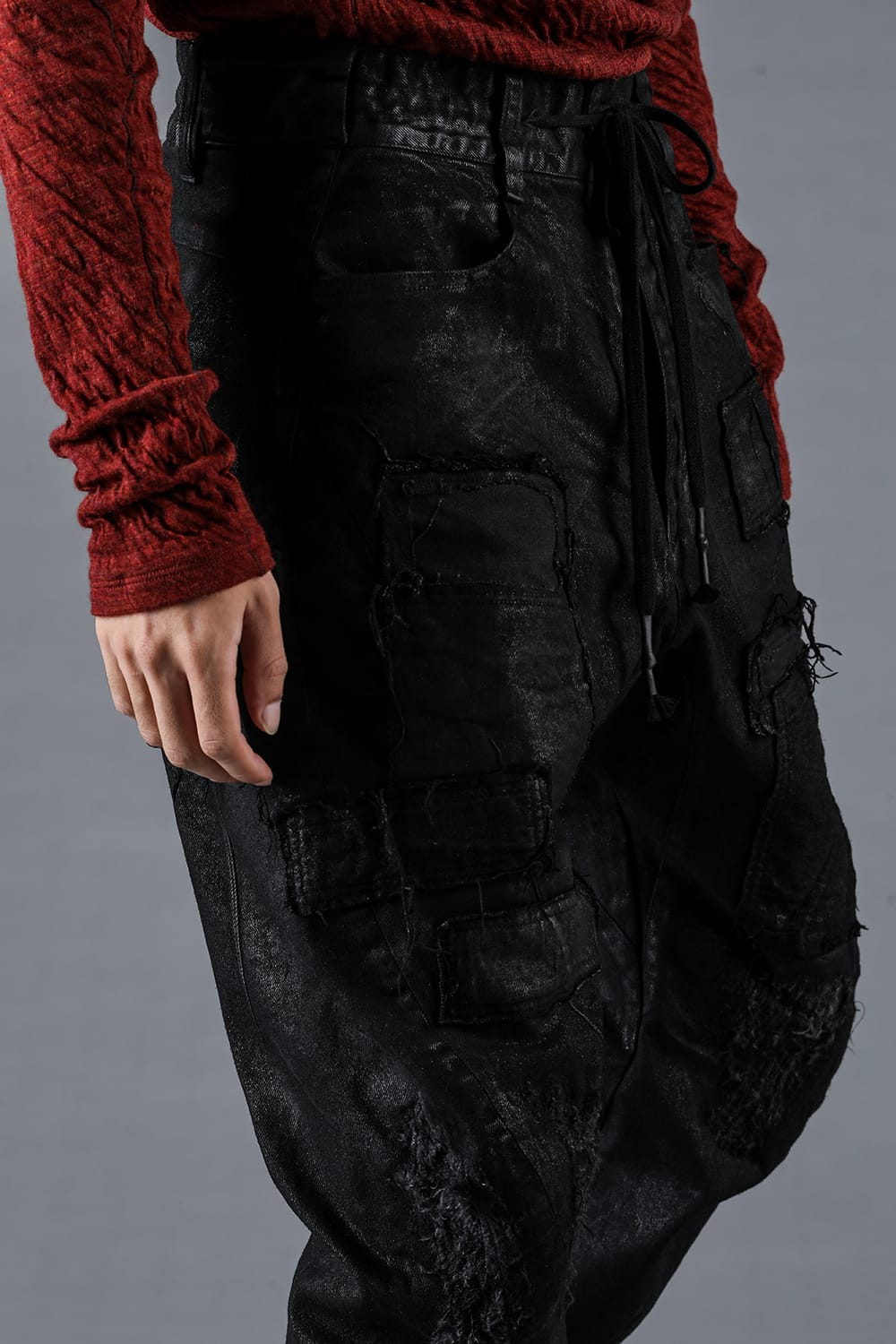 Product Coated Stretch Denim Damage Repair Cropped Pants