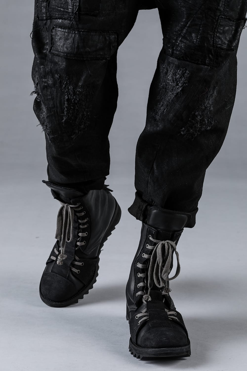 Product Coated Stretch Denim Damage Repair Cropped Pants