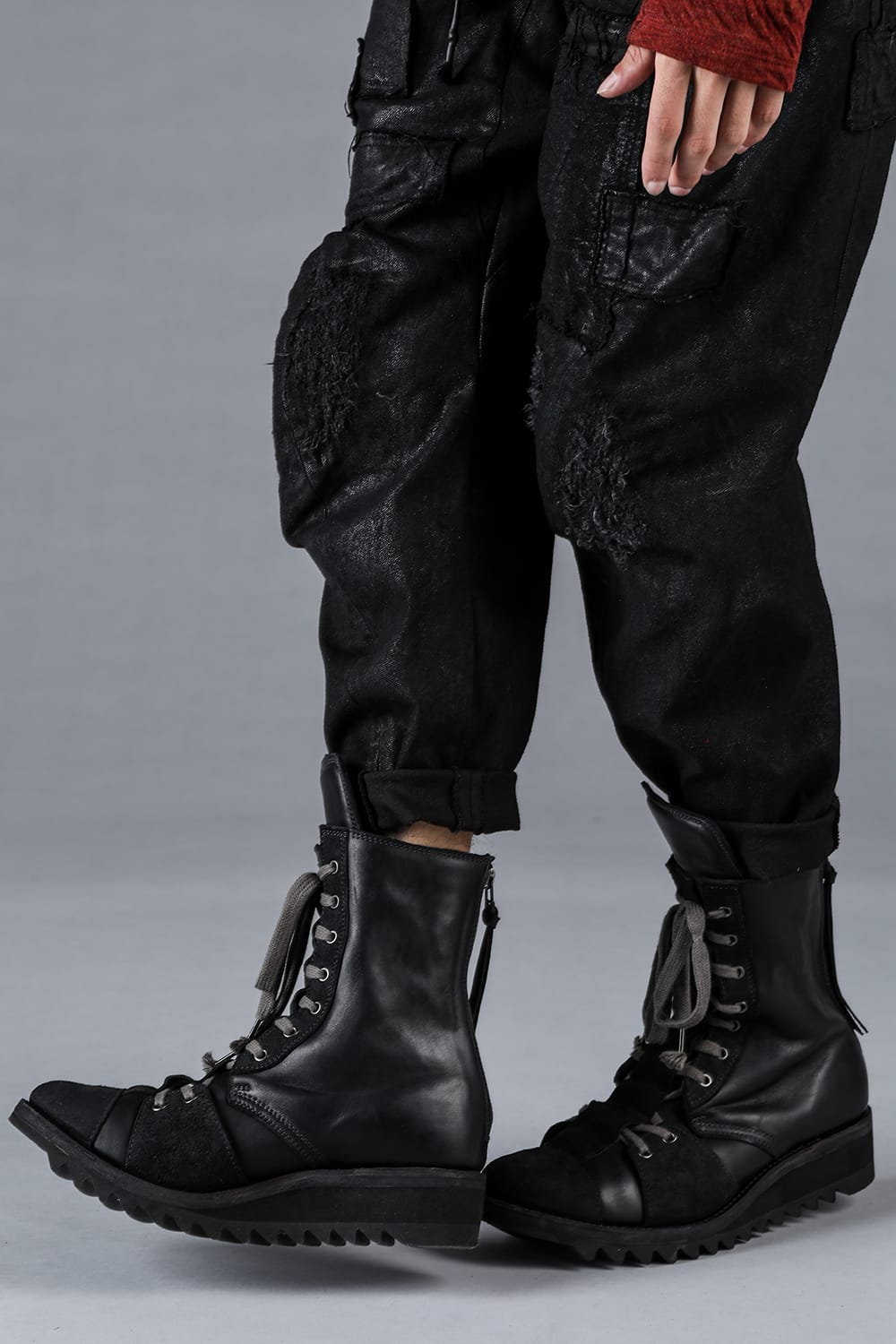 Product Coated Stretch Denim Damage Repair Cropped Pants