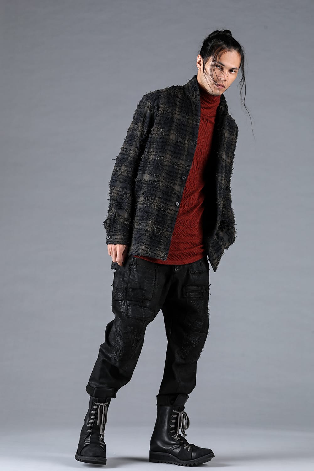 Product Coated Stretch Denim Damage Repair Cropped Pants