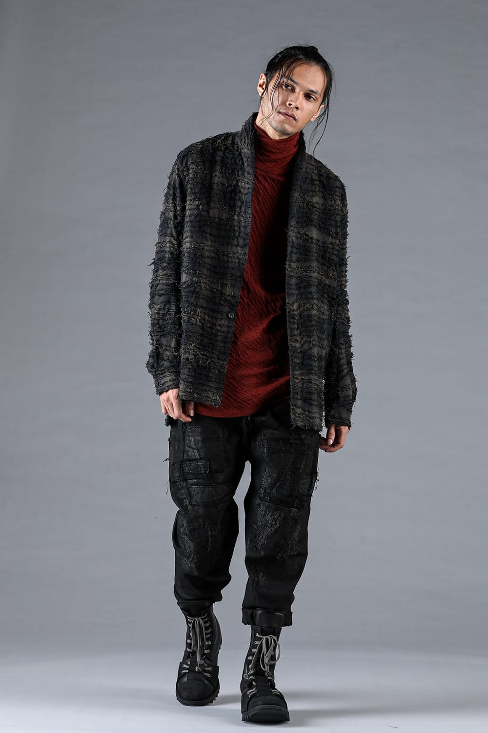 Product Coated Stretch Denim Damage Repair Cropped Pants