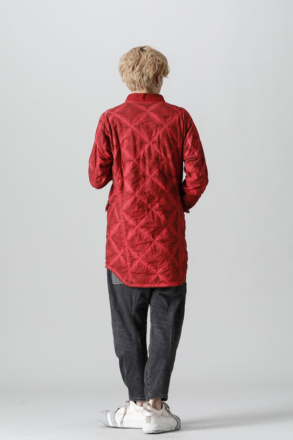 Damaged Repair Curve Tapered Drop Crotch Denim Pants