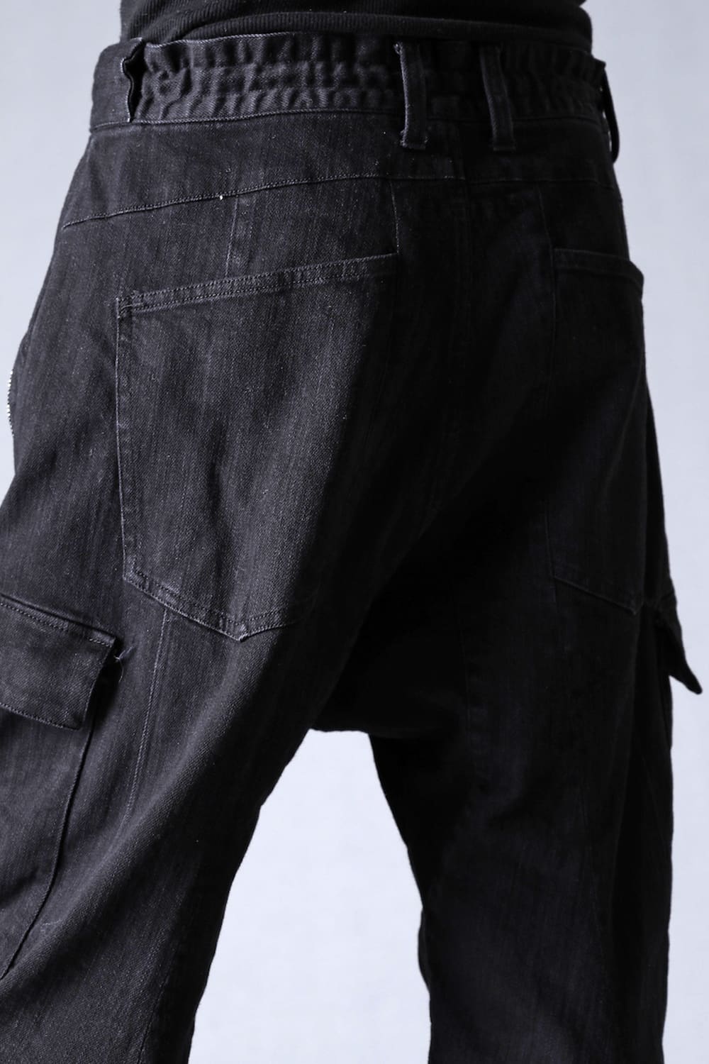 Stretch Cotton Denim Tapered Cargo Cropped Denim Pants