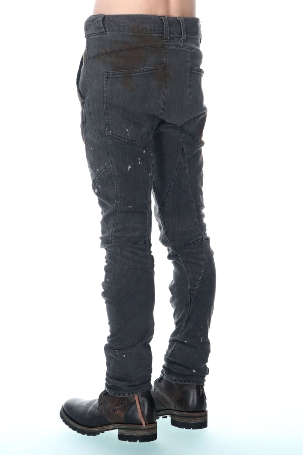 Dusty Effect Stretch Cotton Denim Twisted Curve Slim Pants