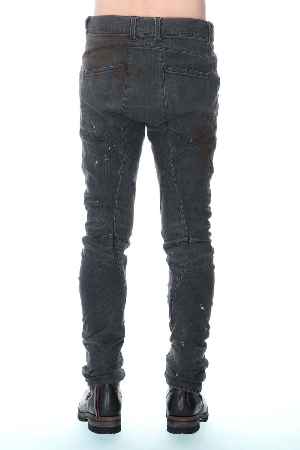 Dusty Effect Stretch Cotton Denim Twisted Curve Slim Pants